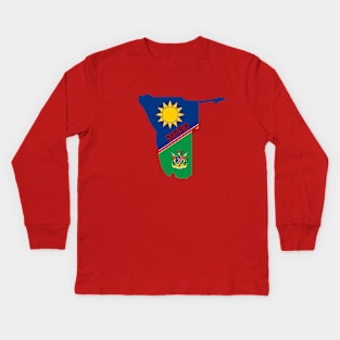 Namibia flag & map Kids Long Sleeve T-Shirt